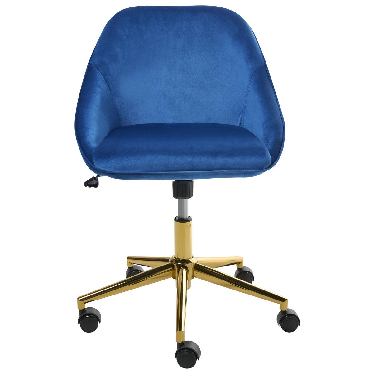 SCHREIBTISCHSTUHL Marineblau Bardsdale - Blau/Goldfarben, Textil (54/77/54cm) - Beliani