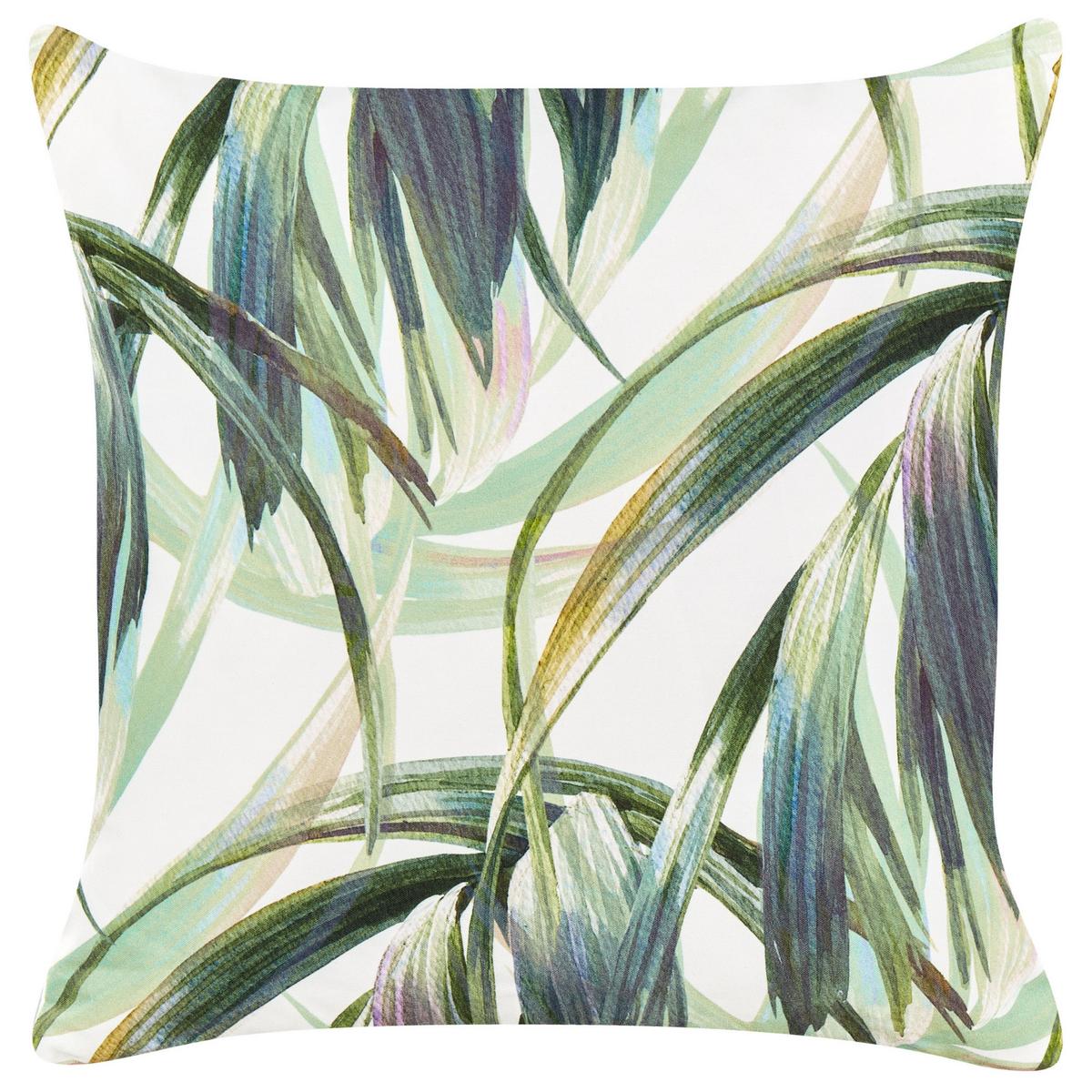 GARTENKISSEN 2er-Set Blattmotiv grün/weiß 45/45 cm Calderina - Grün, Textil (45/45cm) - Beliani