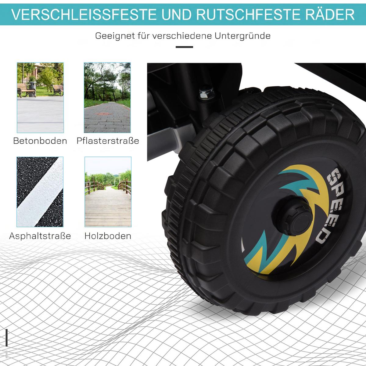KINDER-ELEKTRO-QUAD Kunststoff Metall Schwarz - Schwarz, Kunststoff (72/40/45.5cm) - HOMCOM