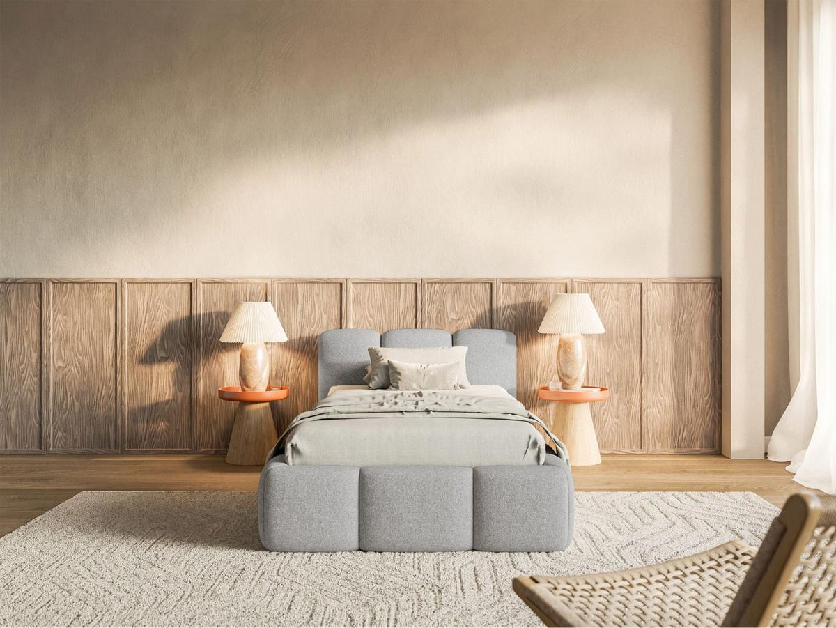 POLSTERBETT Cloudy Low Hellgrau Chenille, 90x200 cm - Hellgrau/Schwarz, Kunststoff/Textil (90/200cm) - Selsey