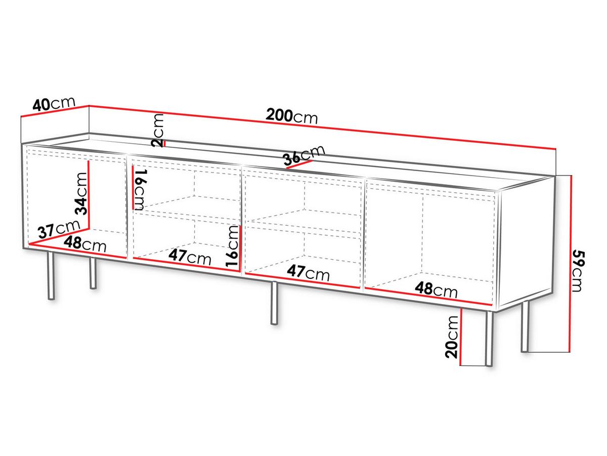 TV-LOWBOARD Lucca 200 4D - Schwarz, Holz/Holzwerkstoff (200/59/40cm) - MIRJAN24