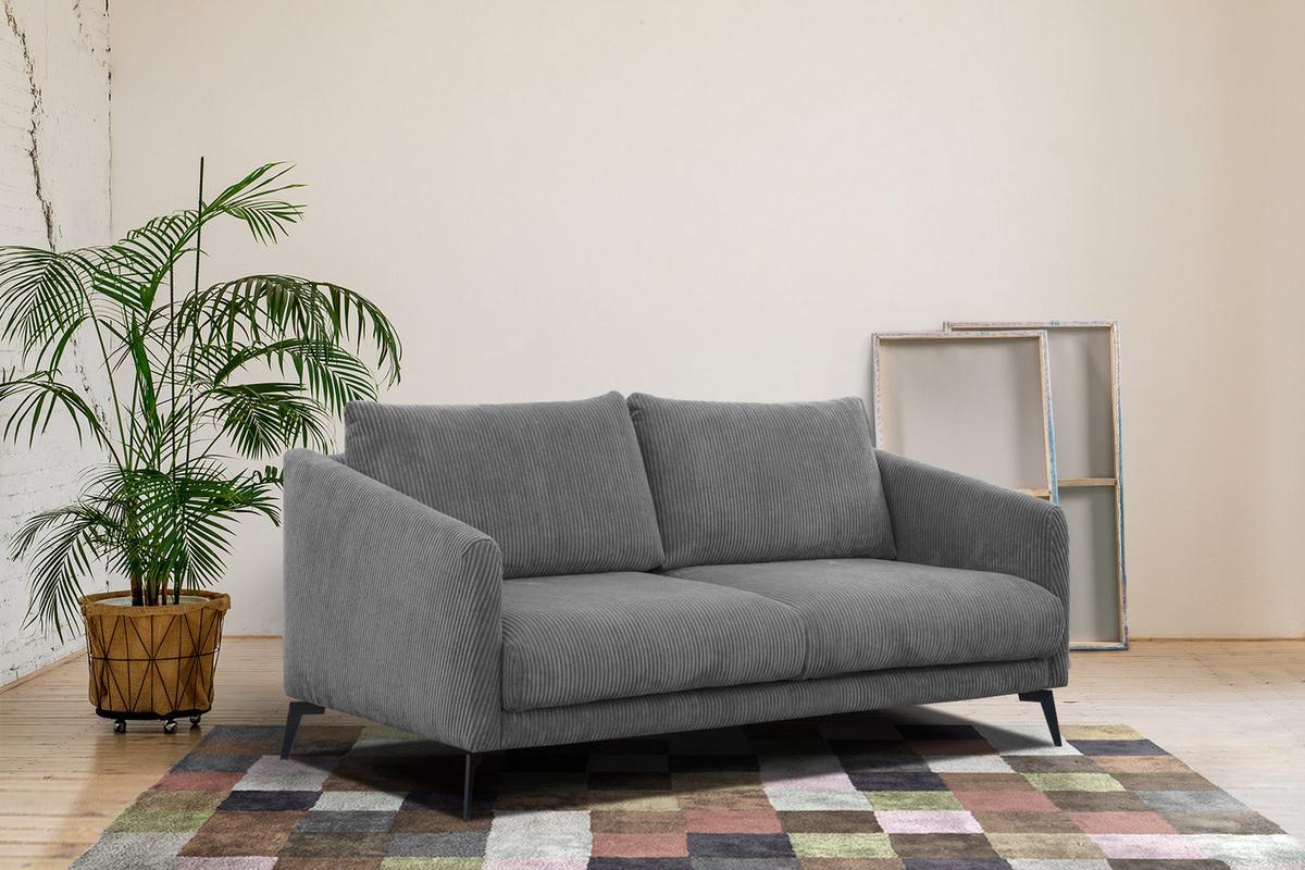 SOFA VILT 2,5-Sitzer, dunkelgrau - Dunkelgrau/Schwarz, Holzwerkstoff/Textil (202/89/94cm) - Wozimo
