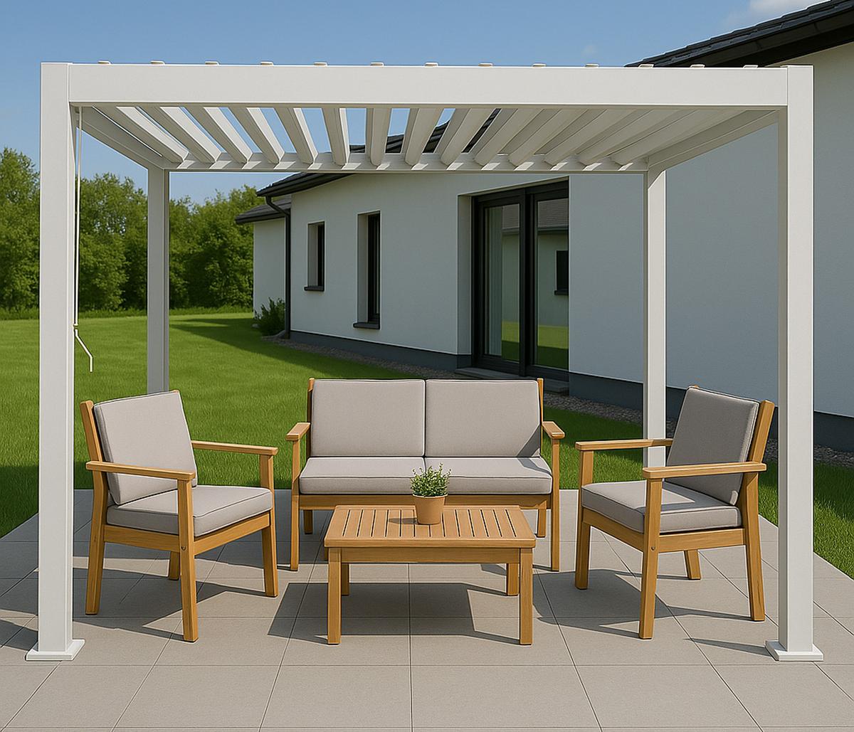 GARTEN-GARNITUR Beige, Grau 1x Bank, 2x Sessel, 1x Tisch-Set - Beige/Grau, Holz - MCW