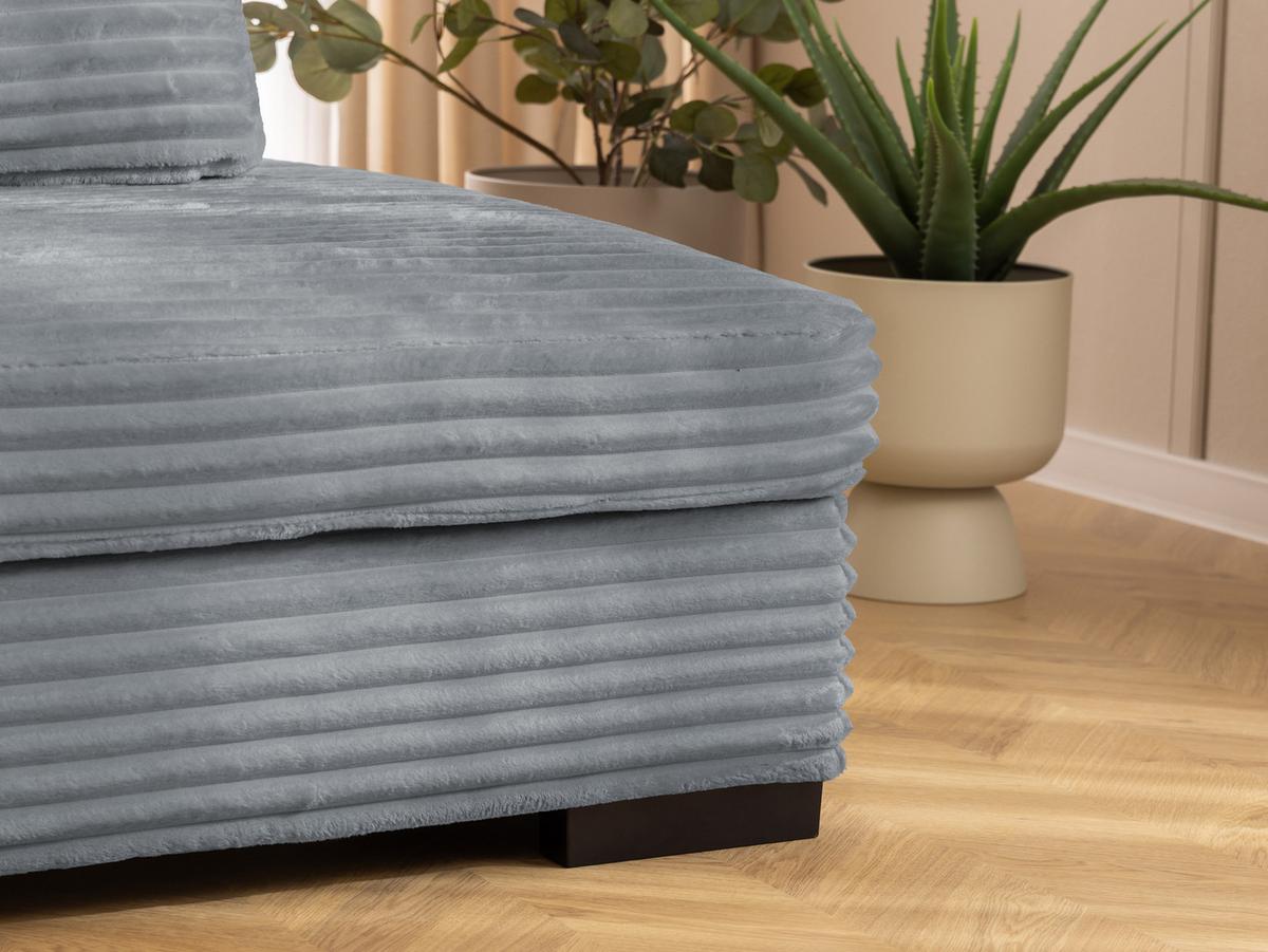 ECKSOFA Wolke mit tiefer Sitzfläche, Schlaffunktion und praktischem Bettkasten aus weichem Grau Cordstoff - Schwarz/Grau, Holz/Kunststoff (162/225cm) - S-Style