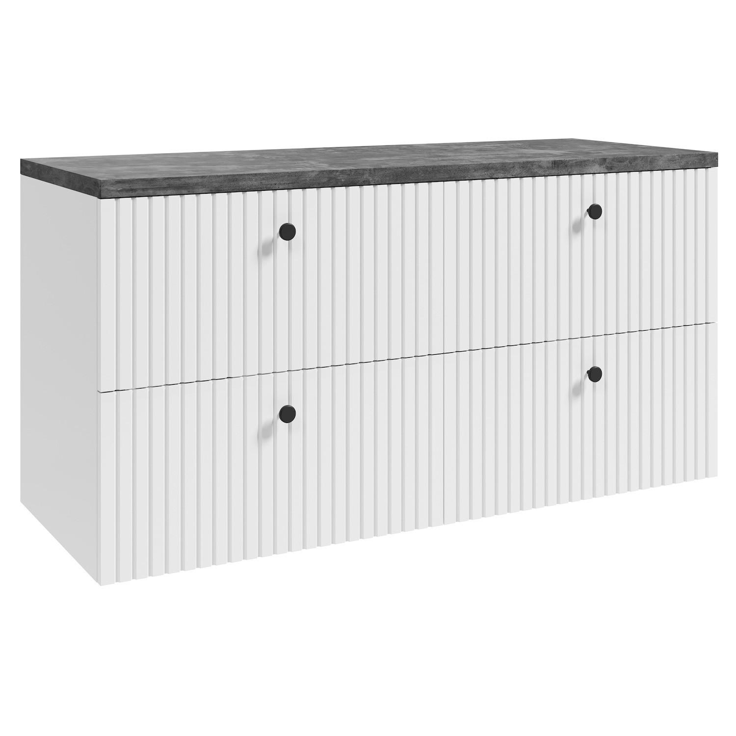 WASCHBECKENUNTERSCHRANK Saros 4 Schubladen Weiß - 120 x 45 x 61 cm - Weiß, Holz (120/61/45cm) - Badplaats