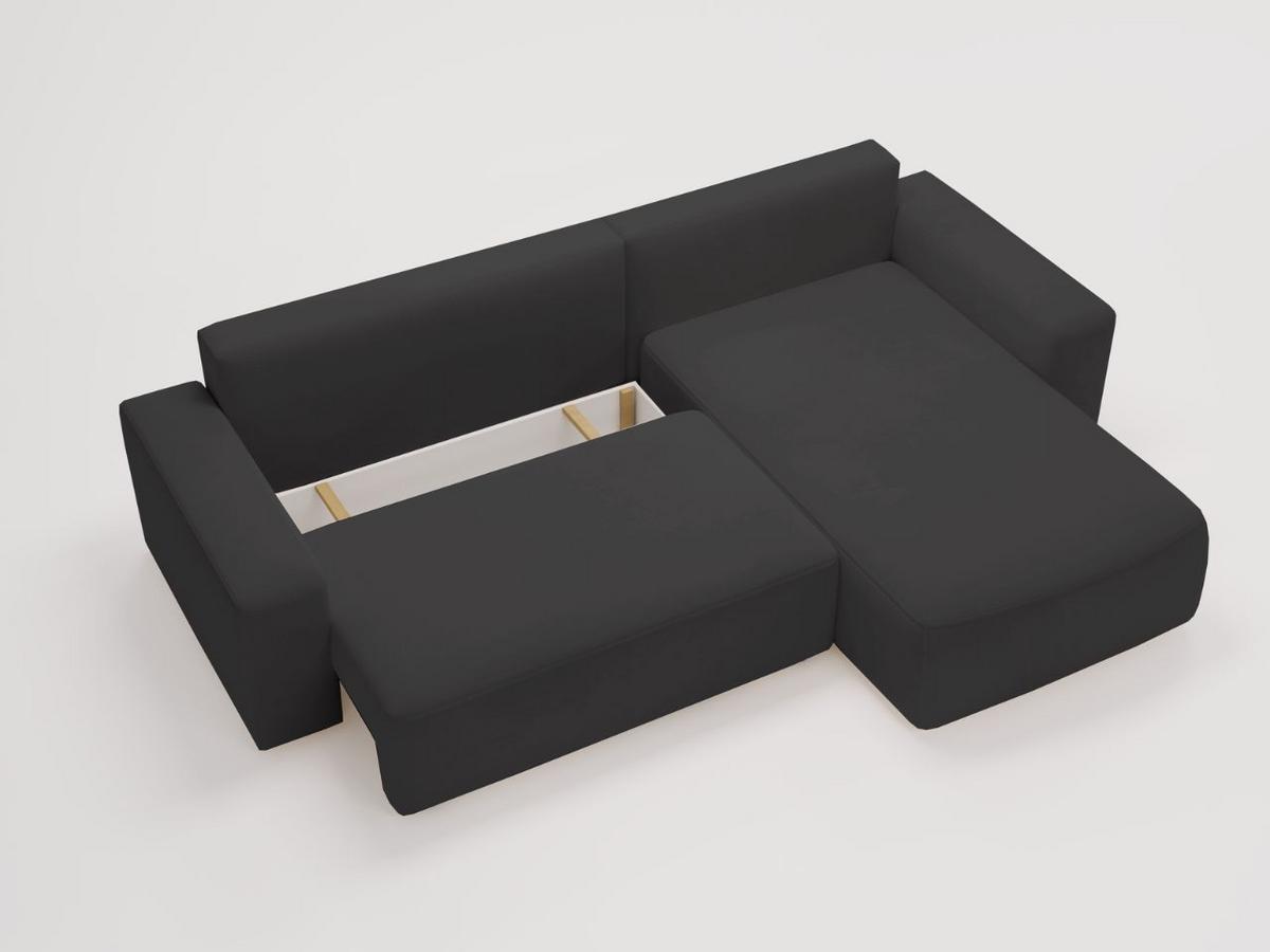 ECKSOFA Tazones Schwarz Rechts - Schwarz, Holz/Kunststoff (250/165cm) - Graingold