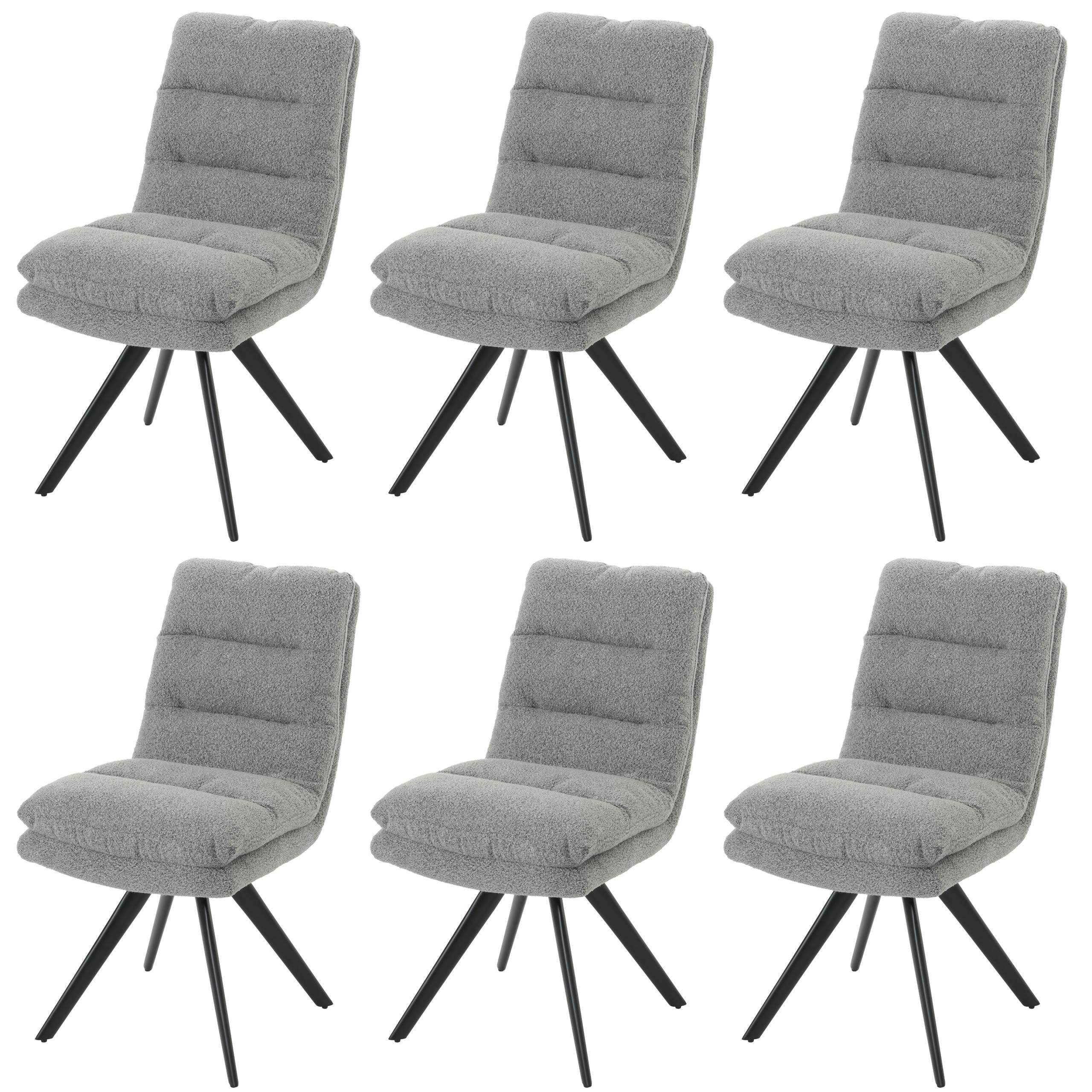 ESSZIMMERSTUHL Grau 6er-Set - Hellgrau/Grau, Textil (48/92/68cm) - MCW