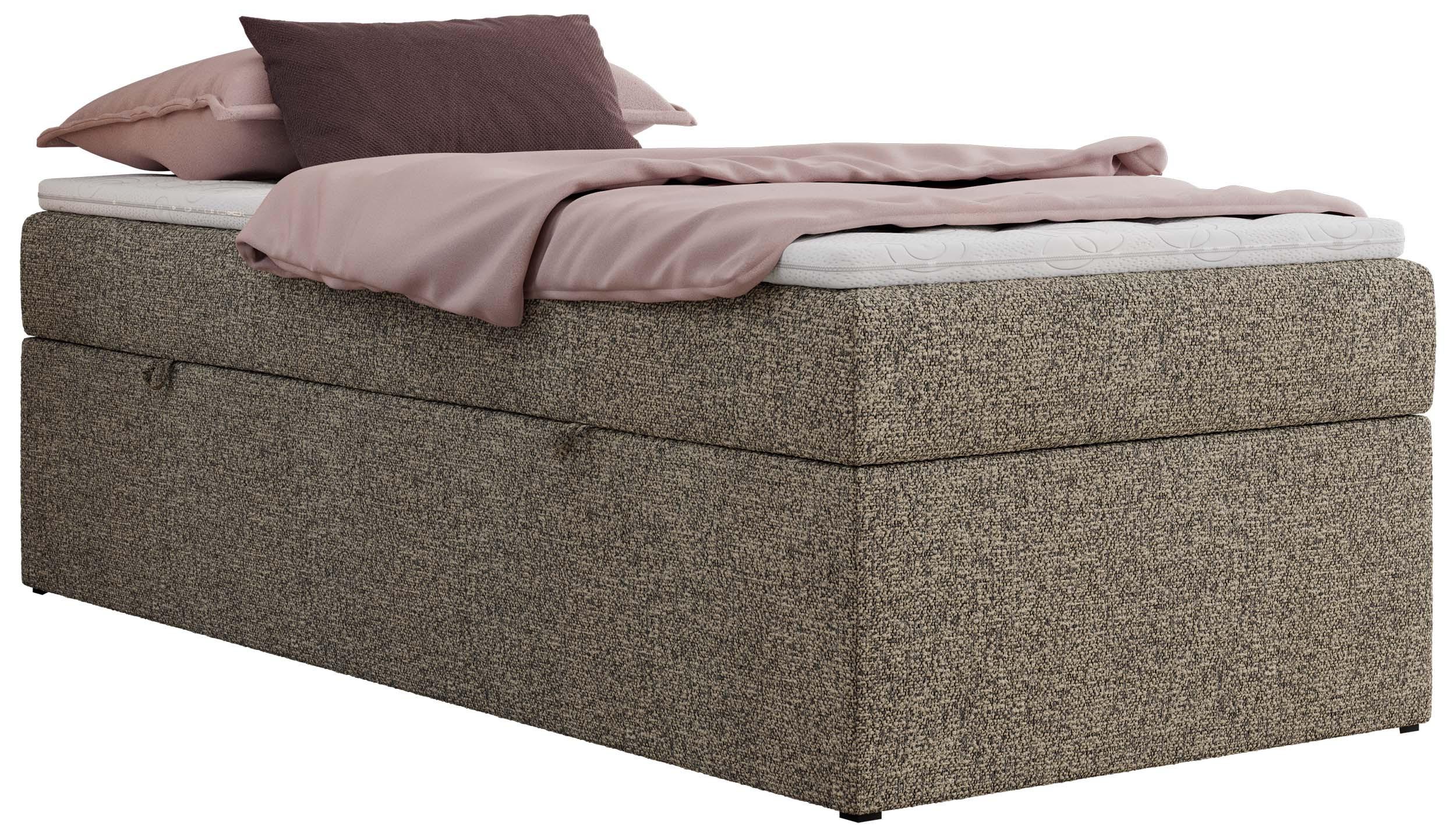 BOXBETT ZERO 90/200 - Grau Struktur - H3 - Topper Visco - Grau, Textil (90/200cm) - MKS