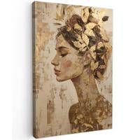 LEINWANDBILD Frau - Gold - Abstrakt - Textur Wanddeko Schlafzimmer 60x90 cm - Goldfarben, Textil (60/90cm) - MuchoWow