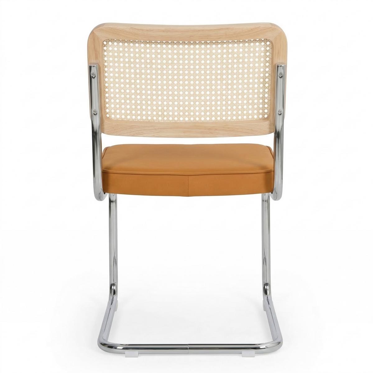 ESSZIMMERSTUHL 2er set stoff rattan verchromtes gestell freischwinger - Orange, Textil (53/84.6/46.4cm) - Urban Meuble