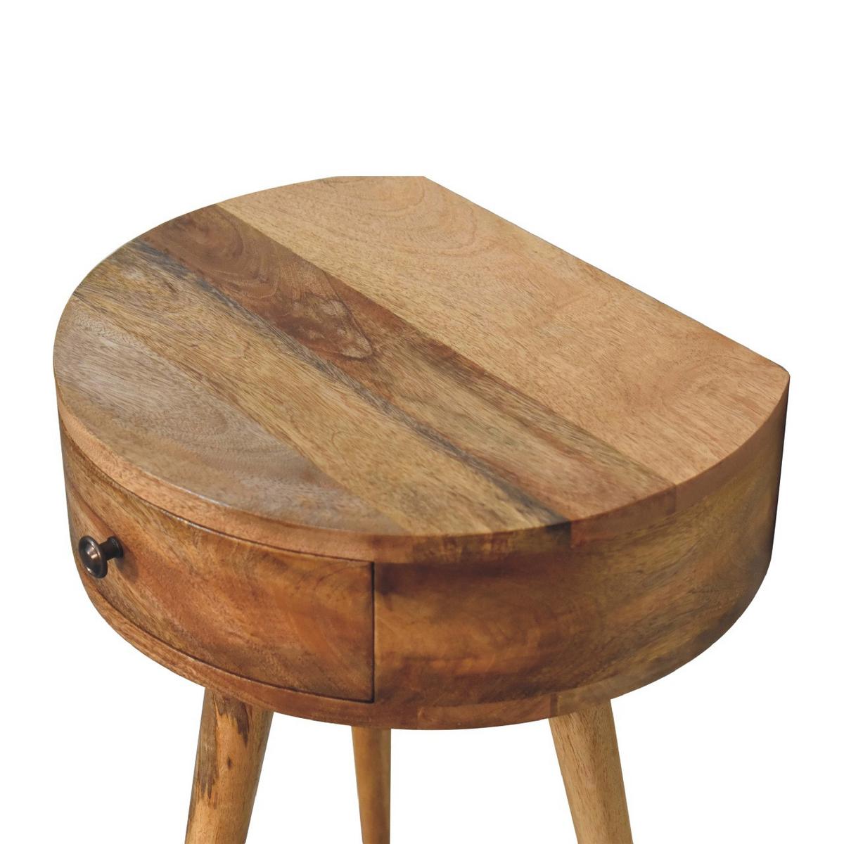 MINI NACHTTISCH rund, Eichenholzoptik, 1 Schublade, Nordische Beine, Beige - Beige/Messingfarben, Holz/Metall (40/52/32cm) - Artisan Furniture