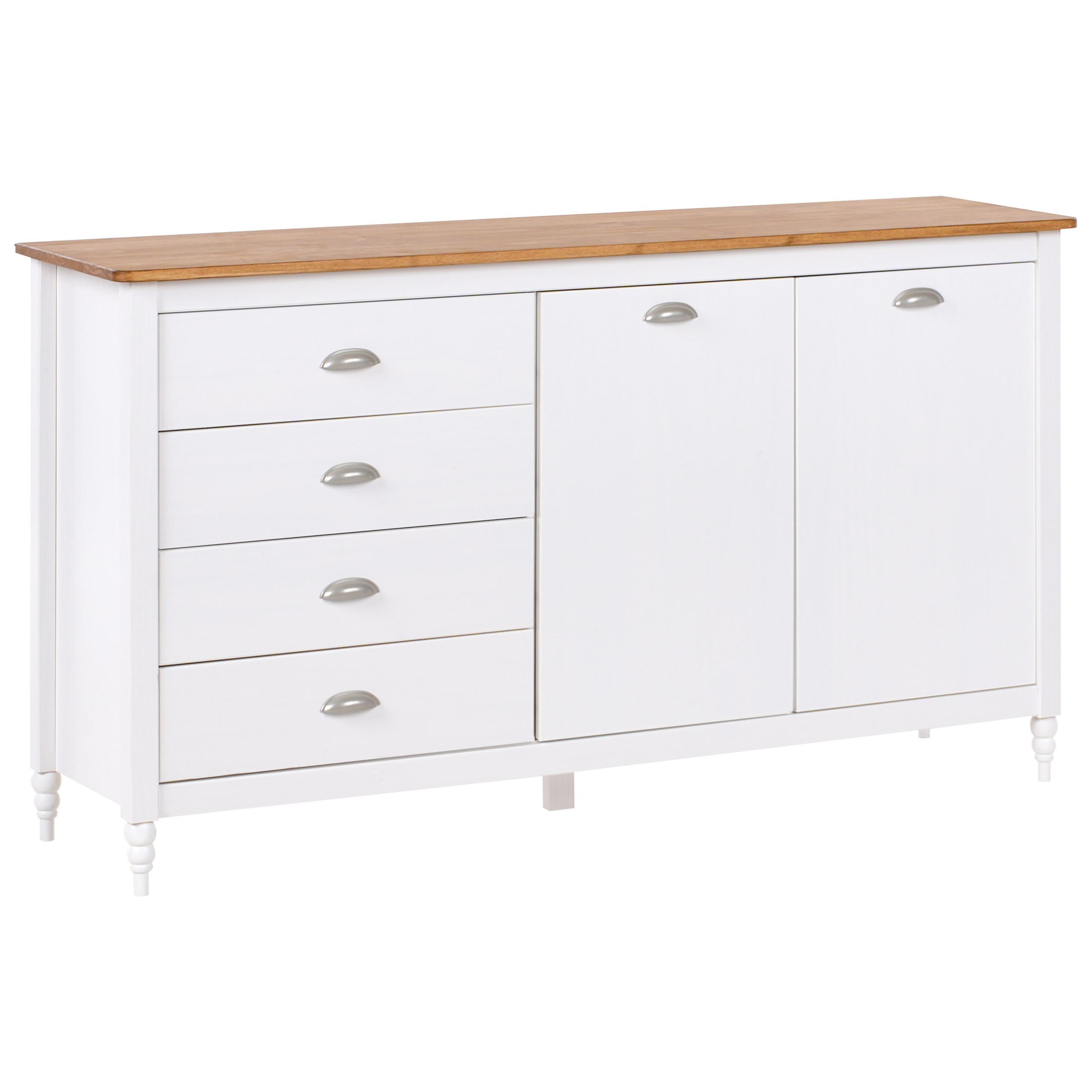 SIDEBOARD mit 2 Türen Kiefernholz Weiß Shillington - Weiß, Holz (150/83/40cm) - Beliani