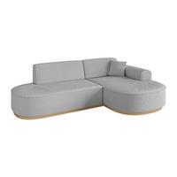 ECKSOFA Ottomane Rechts MARI-L1-v2 - 243x171x83 cm Hellgrau Bouclé - Hellgrau, Holzwerkstoff/Textil (171/243cm) - ALTDECOR