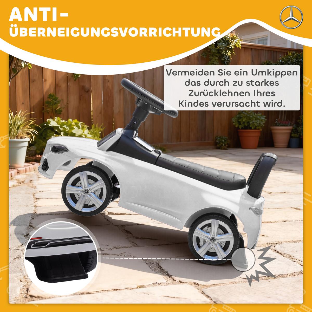 MERCEDES-BENZ C-Class Rutschauto, Rutschfahrzeug mit Hupe, Motorgeräuschen - Weiß, Metall (65/28/39cm) - AIYAPLAY