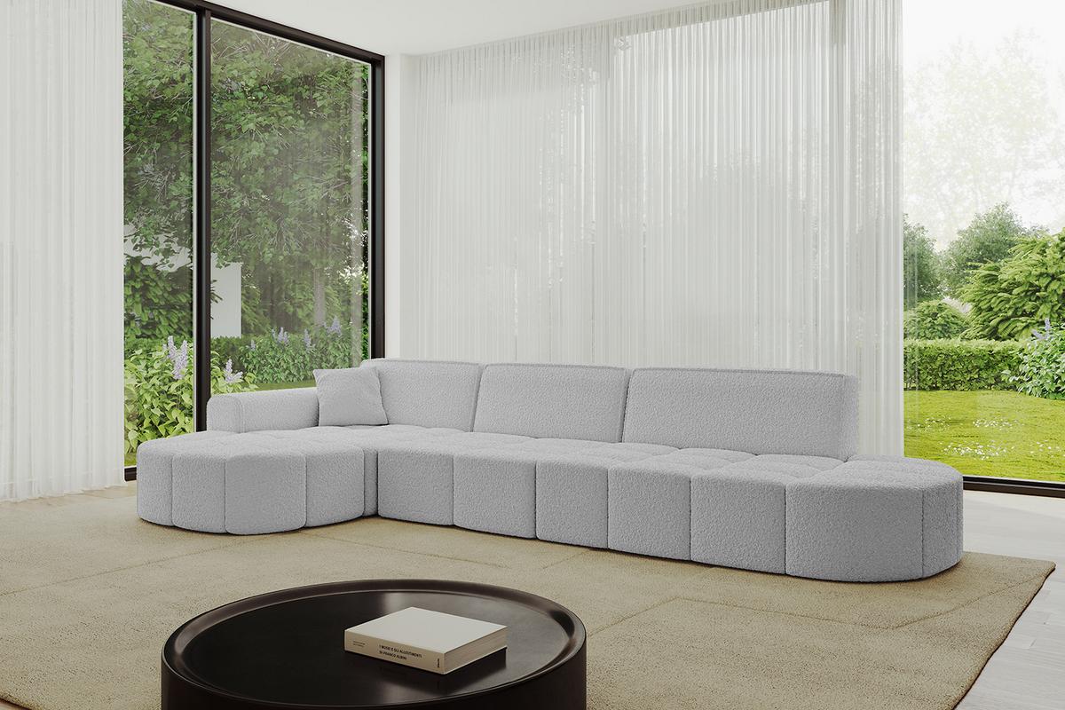 ECKSOFA Ottomane Links LIVO-L2 - 337x173x79,5 cm Hellgrau - Hellgrau, Holzwerkstoff/Textil (337/173cm) - ALTDECOR