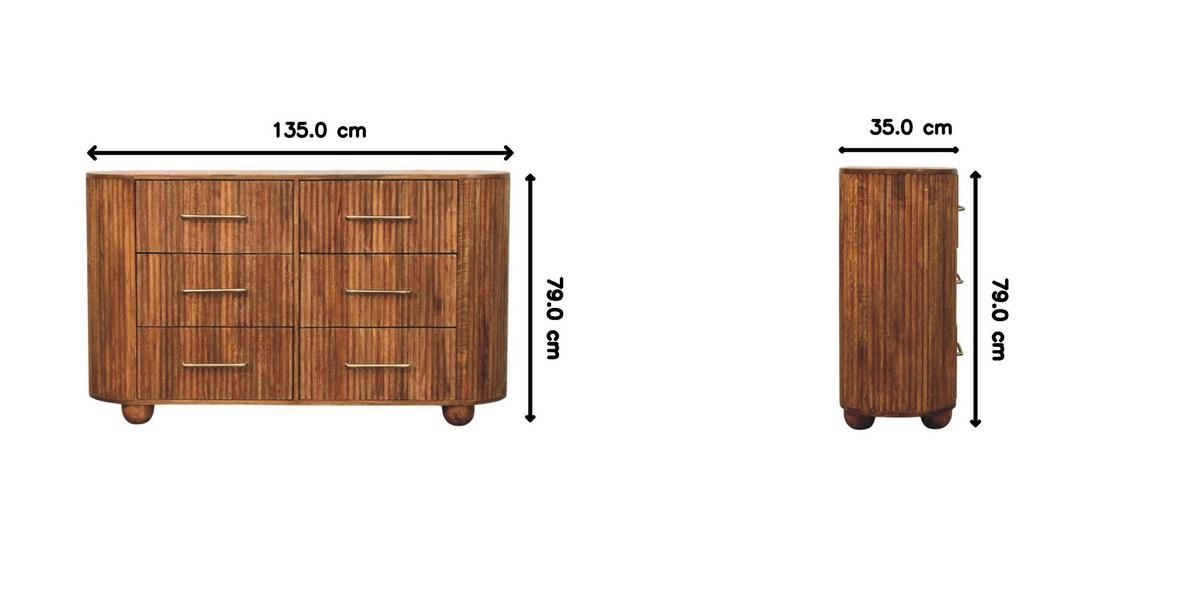 SIDEBOARD mit Amber-Eichen-Finish, Platz auf der Tischplatte, braun - Goldfarben/Braun, Holz/Metall (135/79/35cm) - Artisan Furniture