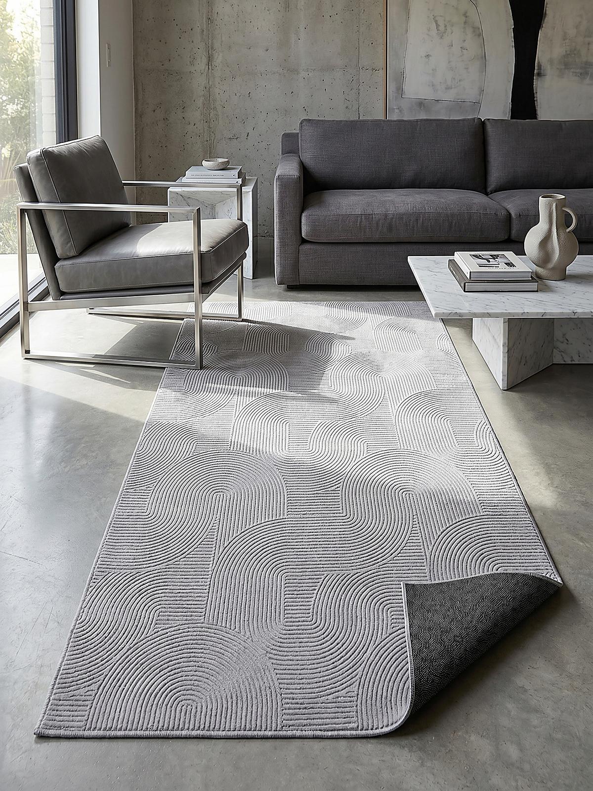 TEPPICHLÄUFER Antirutsch Geometrisch DALAR Polypropylen Grau 80 x 150 cm - Grau, Textil (80/150cm) - KADIMA DESIGN