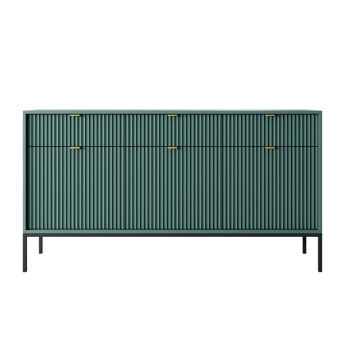SIDEBOARD STELLARE 154/83/39 cm mit 3 Schubladen 3 Türen Hellgrün - Hellgrün, Holzwerkstoff (154/83/39cm) - MASSENO