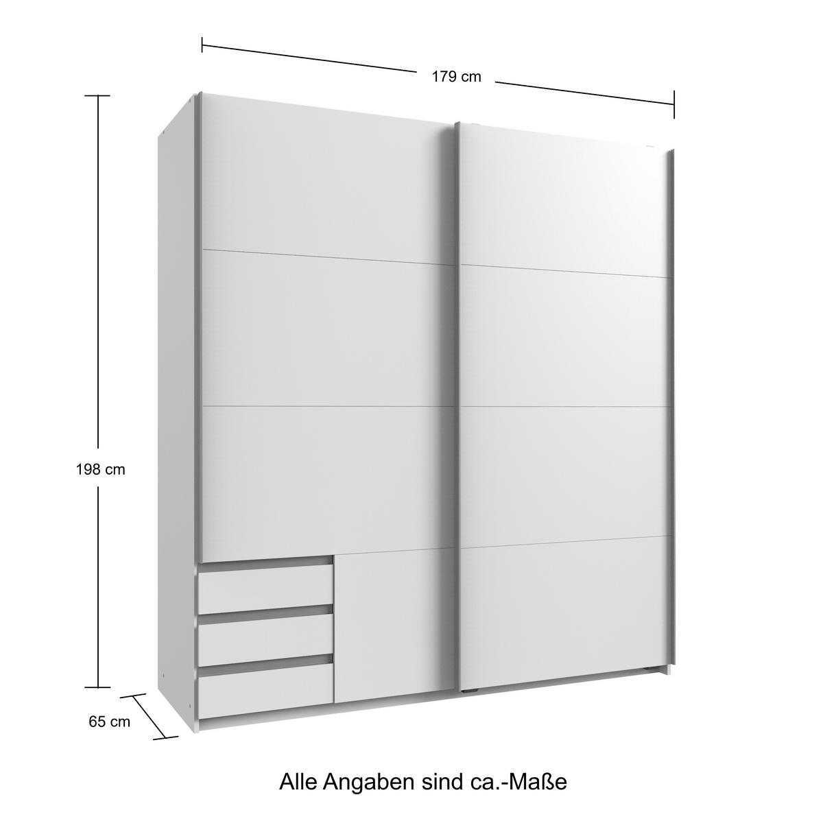 SCHWEBETÜRENSCHRANK 2-türig B179/H198/T65 cm, Kleiderschrank in Eiche Dekor, 1x Tür & sichtbare Schubkästen in Grafit / 22692 - Eichefarben/Graphitfarben, Holz/Holzwerkstoff (179/198/65cm) - luma-home