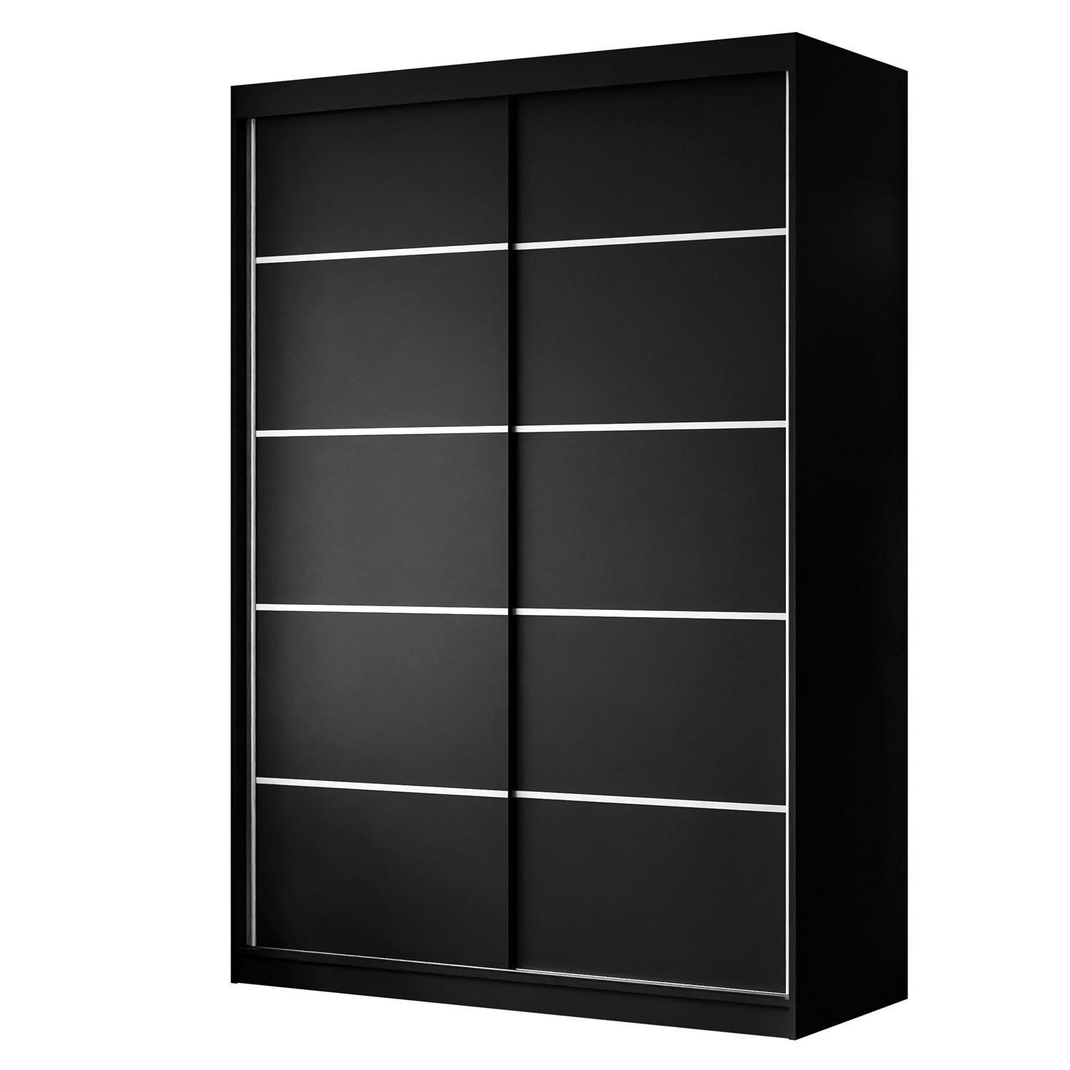 KLEIDERSCHRANK CAMARO PLUS 150 cm Schiebetürenschrank Schwarz - Schwarz, Holzwerkstoff (150/215/59cm) - Lookway