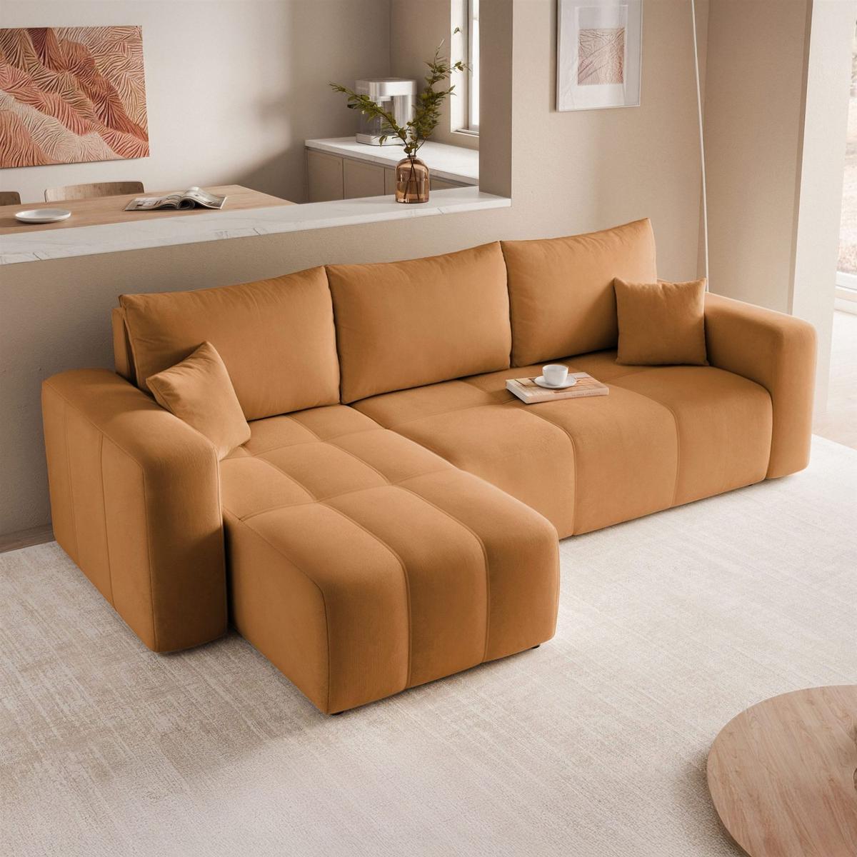 ECKSOFA Leros Mit Schlaffunktion - Orange, Holzwerkstoff/Textil (248/145cm) - Fun Möbel