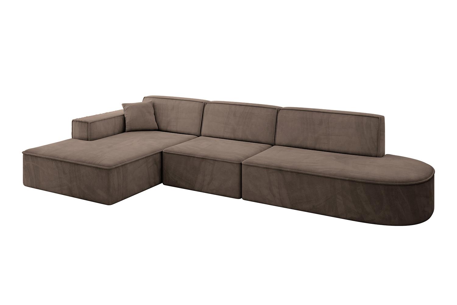 ECKSOFA Ottomane Links IREA-L2-v4 - 327x165x77 cm Braun - Braun, Holzwerkstoff/Textil (327/165cm) - ALTDECOR