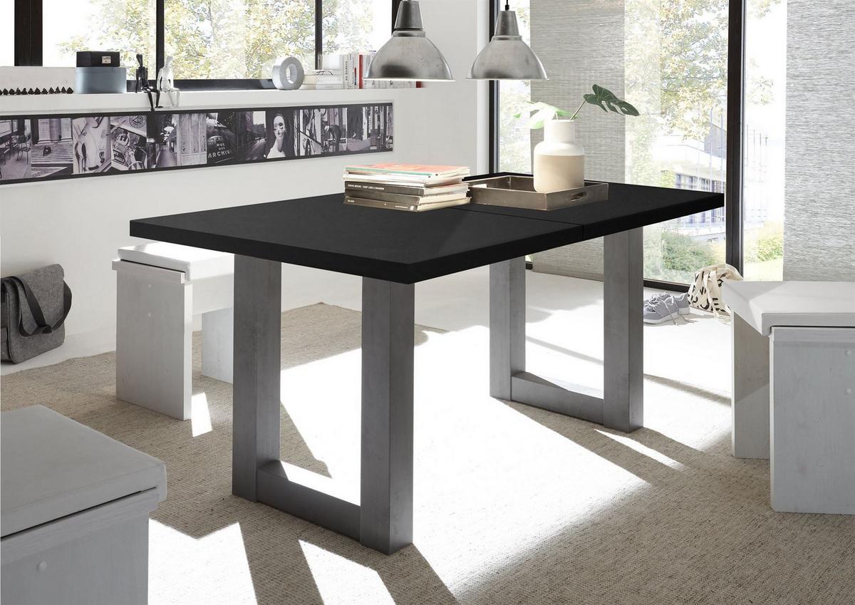 ESSTISCH ausziehbar Eila 3 140 x 90 x 75 Esszimmertisch Graphit/Schwarzstahl - Schwarz, Holz (140/90/75cm) - 58aufmkessel
