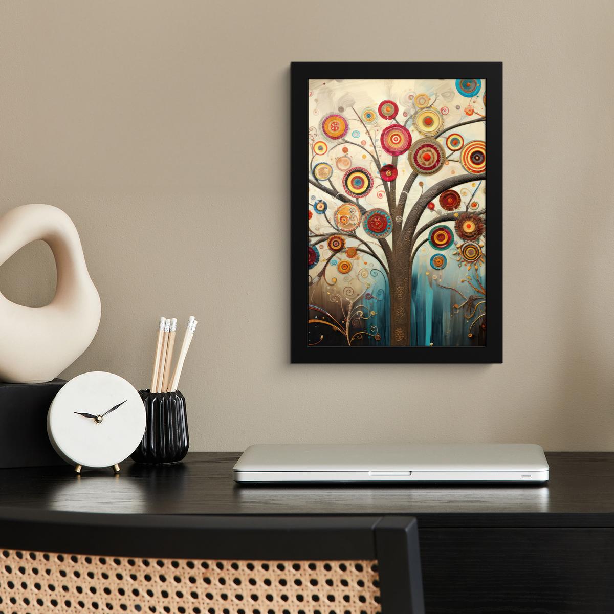 POSTER MIT RAHMENGERAHMTES BILD Baum - Baum des Lebens - Farbe Poster 20x30 cm - Braun, Papier (20/30cm) - MuchoWow
