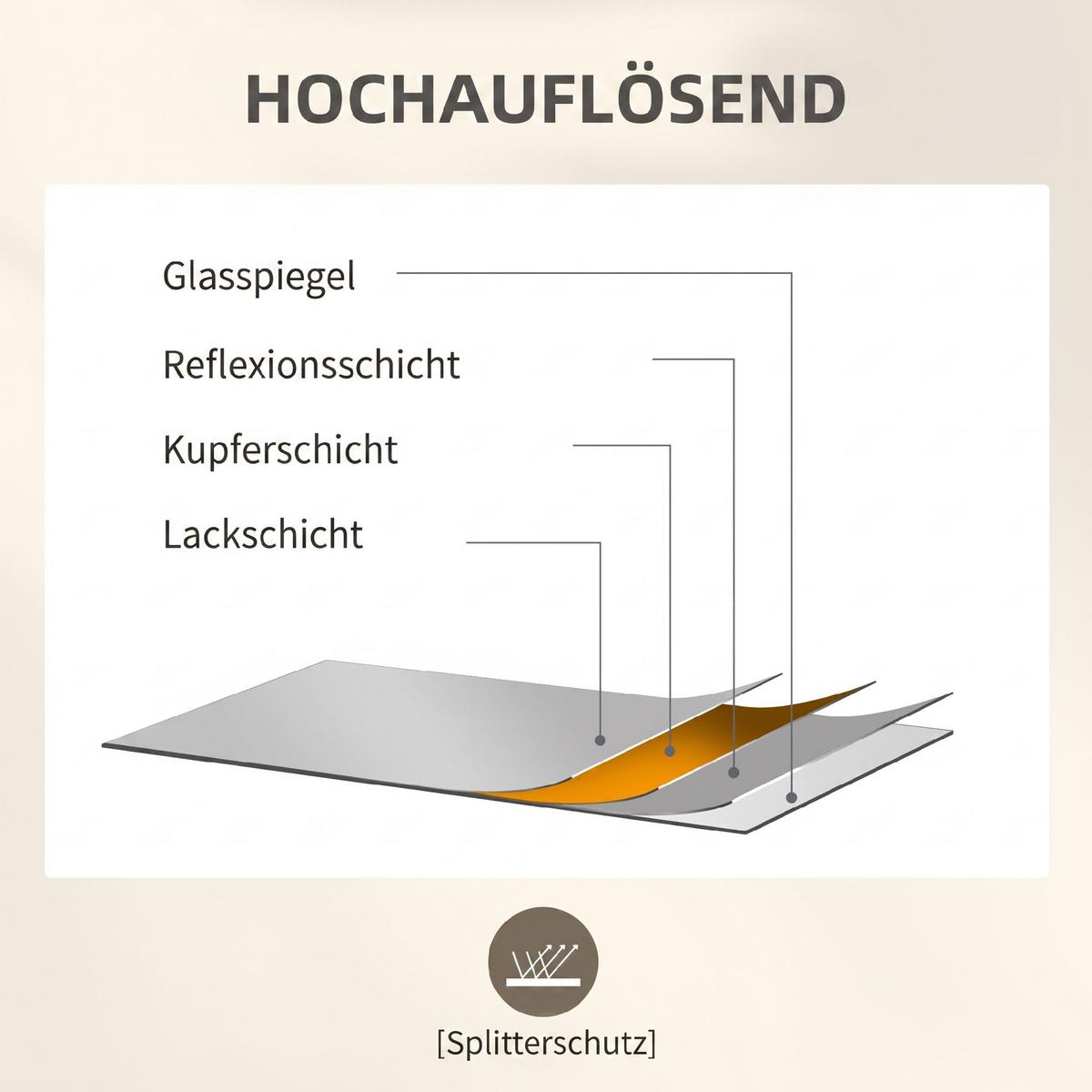 WANDSPIEGEL Glas Metall Schwarz - Schwarz, Metall (2/60/90cm) - HOMCOM