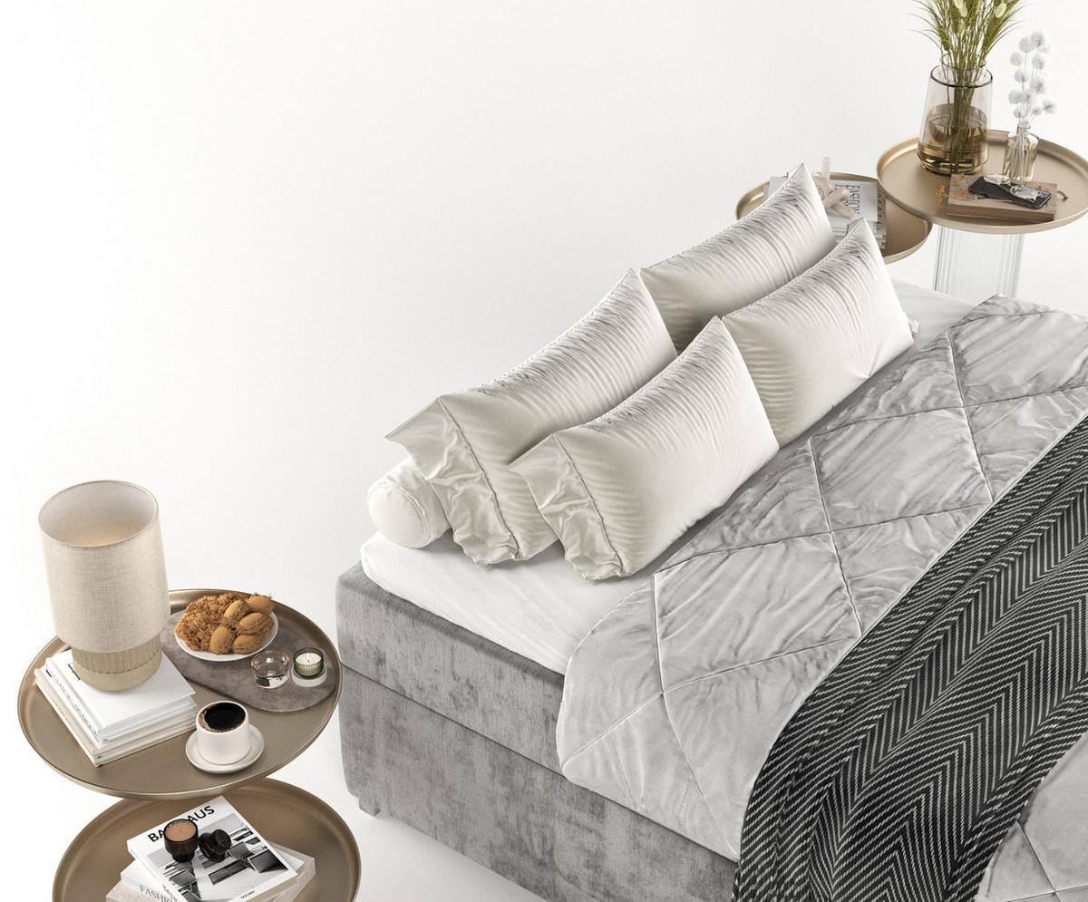 BOXBETT Reto 180/200 cm Grau im Lotta Stoff - Chromfarben/Grau, Holz/Holzwerkstoff (180/200cm) - AltaBeds