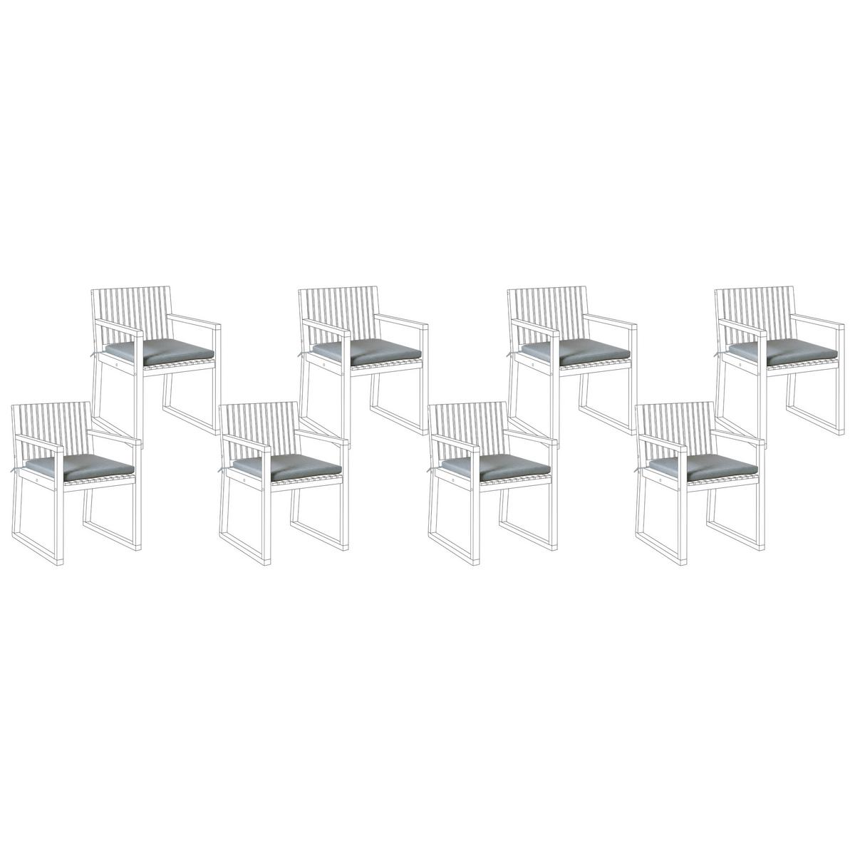 GARTENSTUHLKISSEN 8er-Set Grau meliert 46/46 cm Sassari Premium - Grau, Textil (46/5/46cm) - Beliani