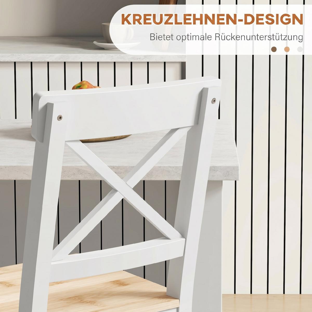 BARSTUHL 2er Set Kiefernholz Naturholz - Naturfarben, Holz (41/97.5/46cm) - HOMCOM