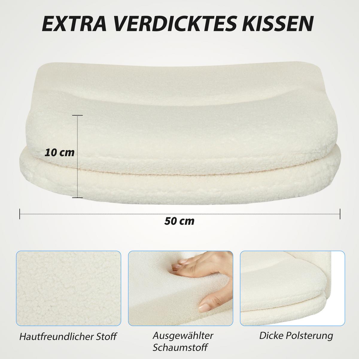 SCHREIBTISCHSTUHL höhenverstellbar Homeoffice Stuhl mit Bouclé-Optik, Cremeweiß - Creme/Schwarz, Textil/Metall (61.5/101/65cm) - HOMCOM