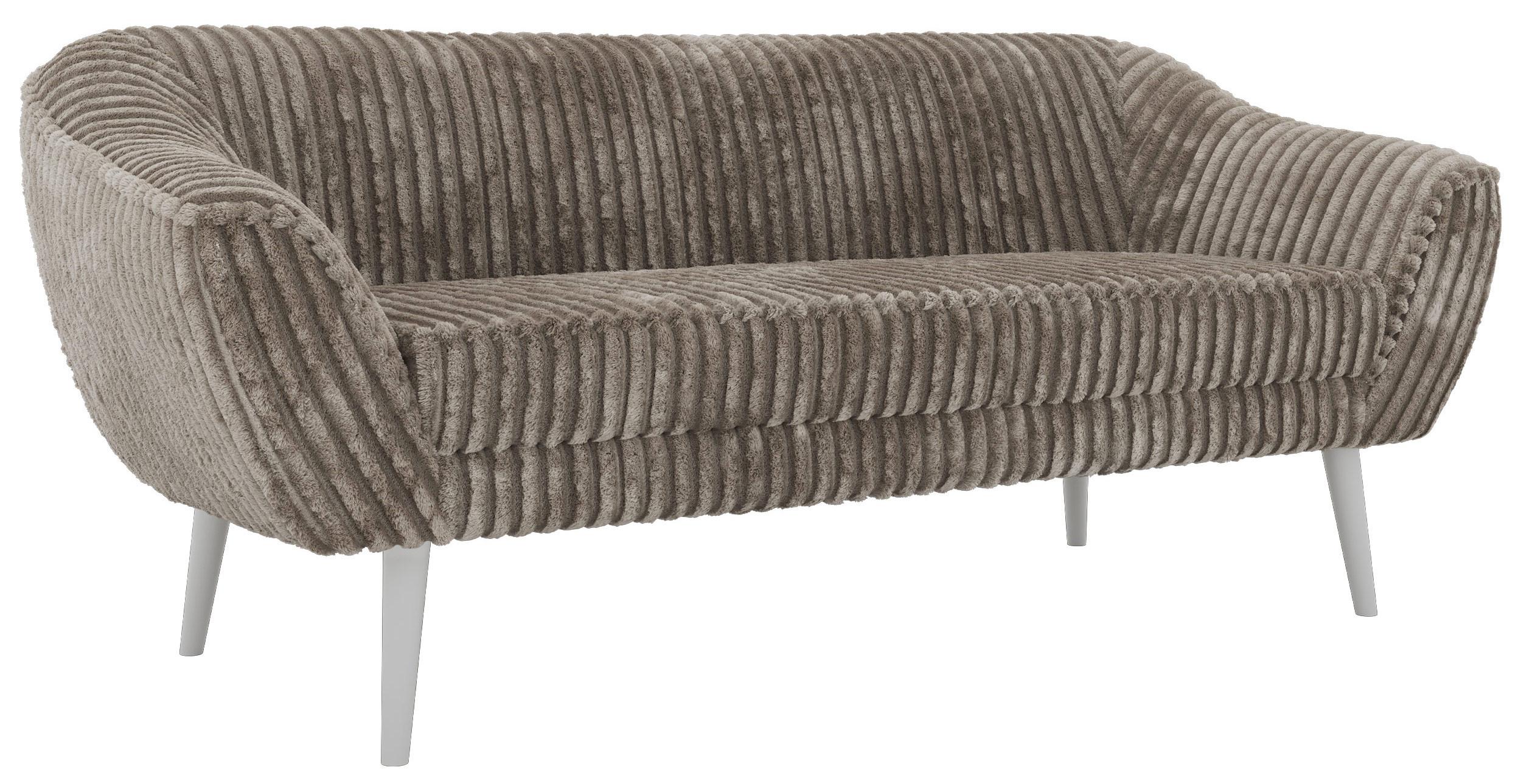 3-SITZER-SOFA PIRS - Hellbraun Cord - Weiße Beine - Hellbraun/Weiß, Holzwerkstoff/Textil (180/75/74cm) - MKS