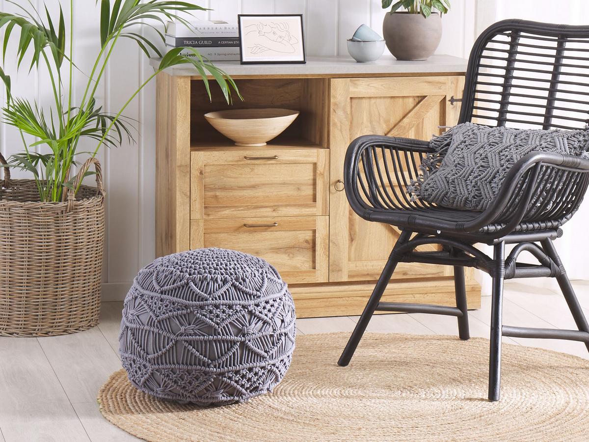 POUF Dunkel Grau 40/40/40 cm Kayseri - Grau, Naturmaterialien/Textil (40/40/40cm) - Beliani