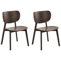 ESSZIMMERSTUHL 2er-Set Holz Dunkle Esche Overly - Dunkelbraun, Holz (49/80/47cm) - Beliani