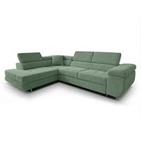 ECKSOFA L Form Konak Salbeigrün 276/201/90 cm Links mit Schlaffunktion - Salbeigrün/Silberfarben, Textil/Metall (203/276cm) - AX Living