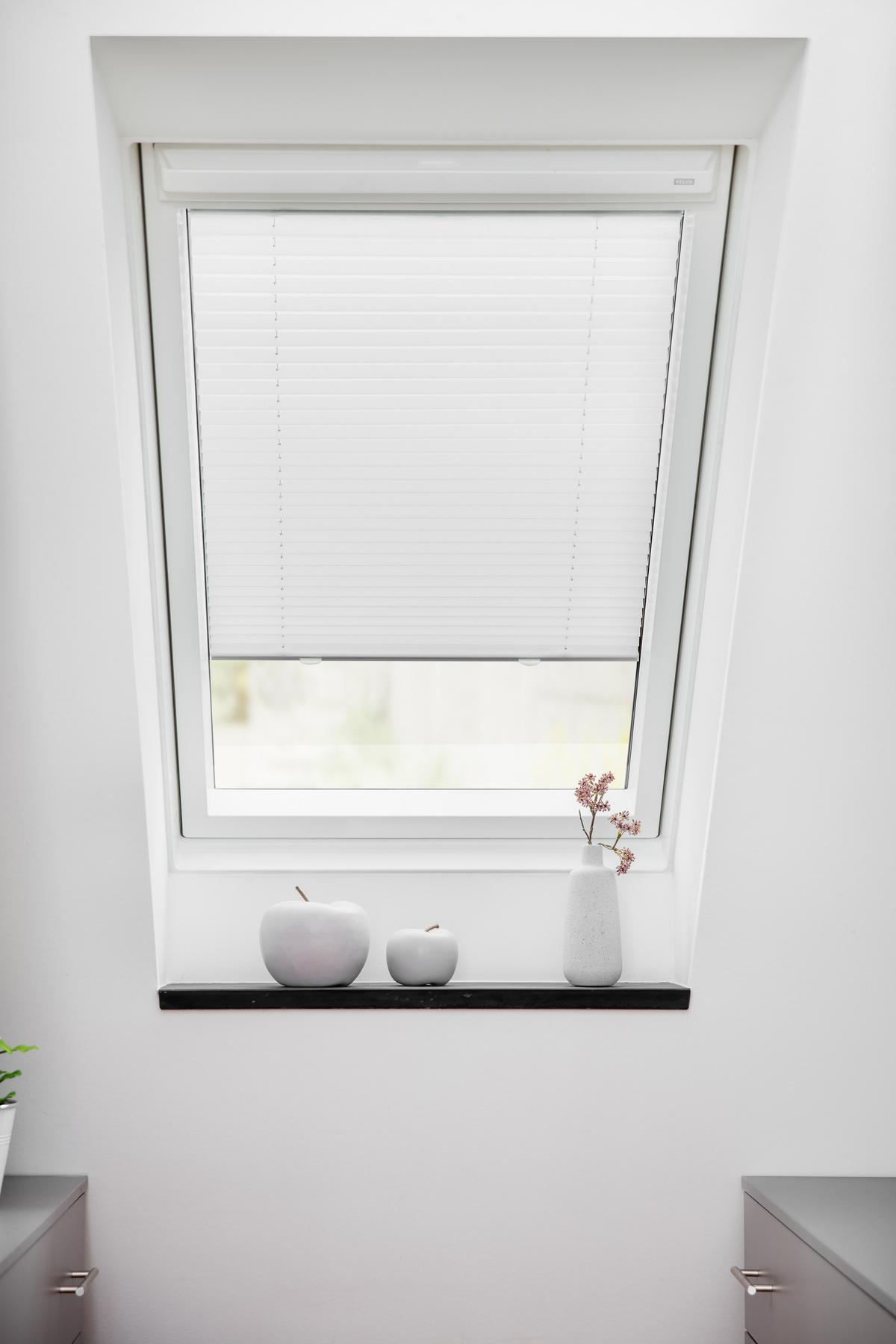 DACHFENSTER PLISSEE HAFTFIX, OHNE BOHREN Weiß, 100 cm, 59.3, 100 - Weiß, Textil (59.3/100cm) - Lichtblick Original