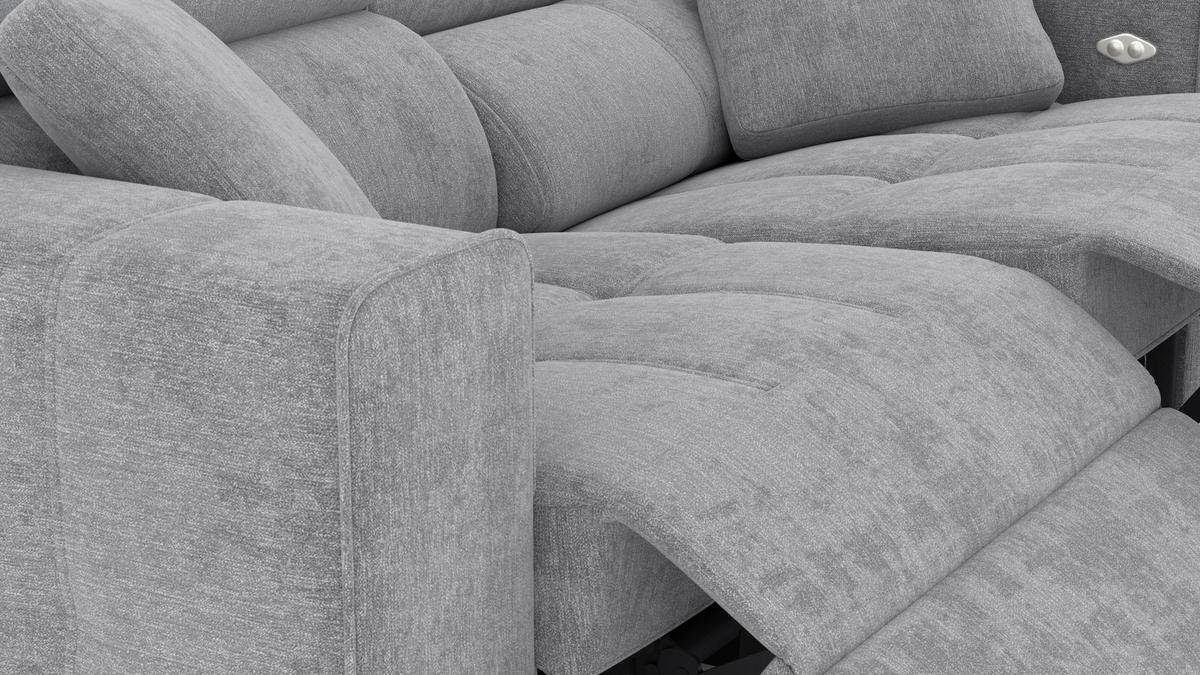 SOFA QUARTZ 3-Sitzer mit 2 Relaxfunktionen, grau - Silberfarben/Grau, Holzwerkstoff/Textil (204/80/102cm) - Wozimo