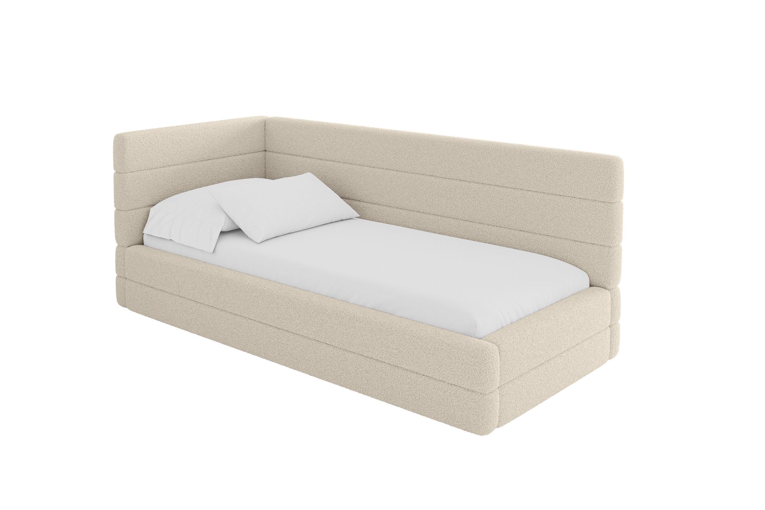 EINZELLBETT Jugendbett mit Bettkasten, Rechts - BEMY 100x200 Dunkelbeige - Taupe, Holzwerkstoff/Textil (100/200cm) - ALTDECOR