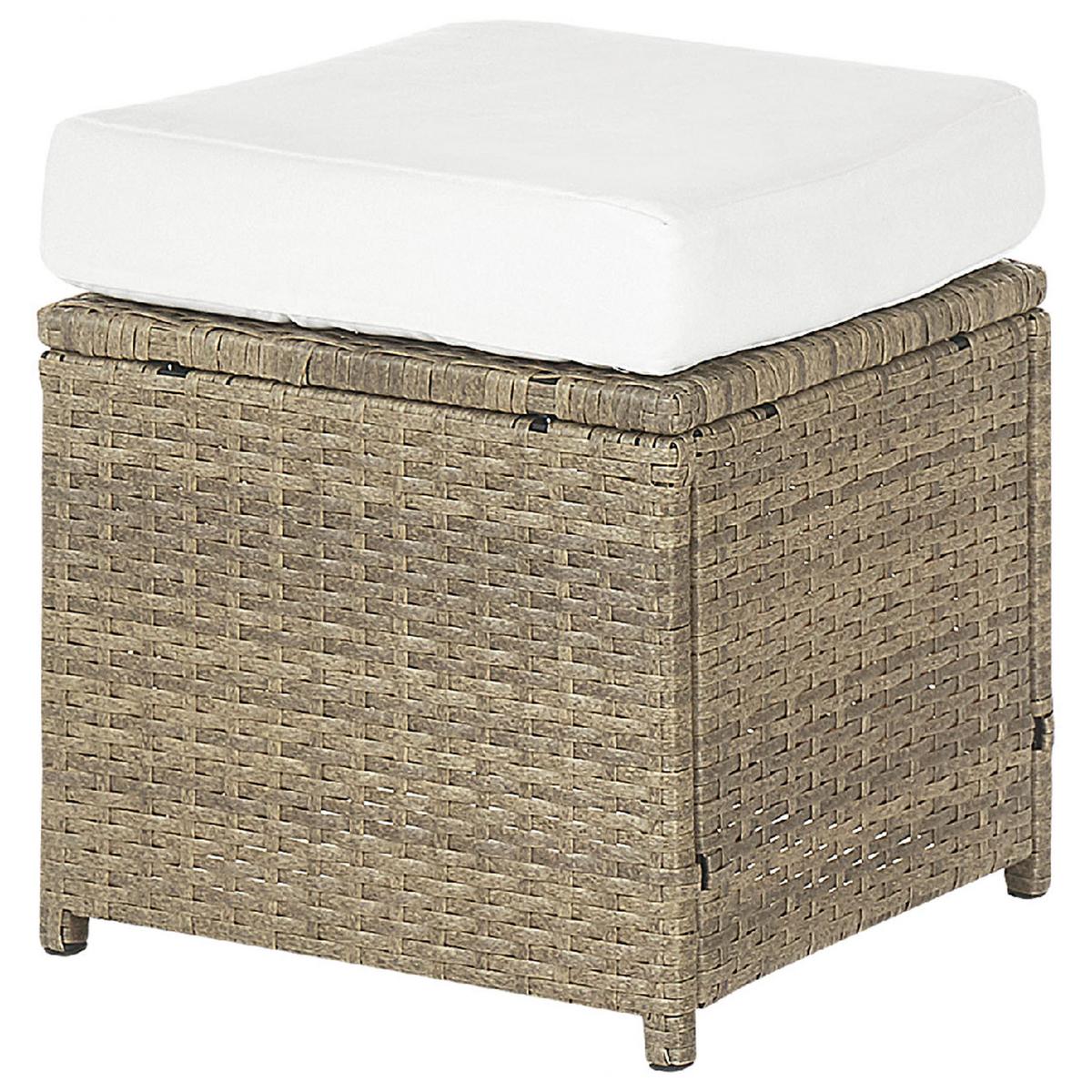 LOUNGE SET 5-Sitzer Rattan Auflagen weiß Fonti - Weiß/Braun, Kunststoff - Beliani