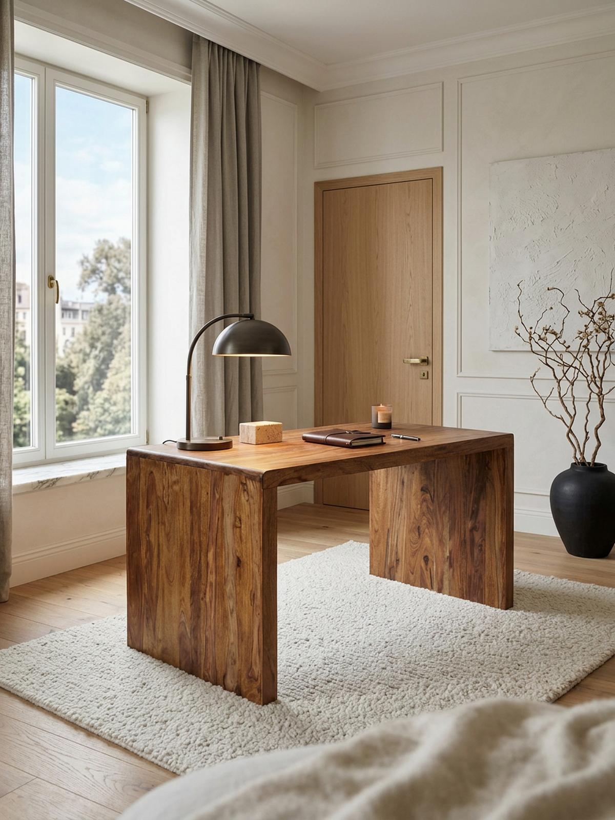 SCHREIBTISCH Massivholz Stauraum Abgerundete Ecken, Braun 140x80x76 cm - Braun, Holz (80/140/76cm) - KADIMA DESIGN