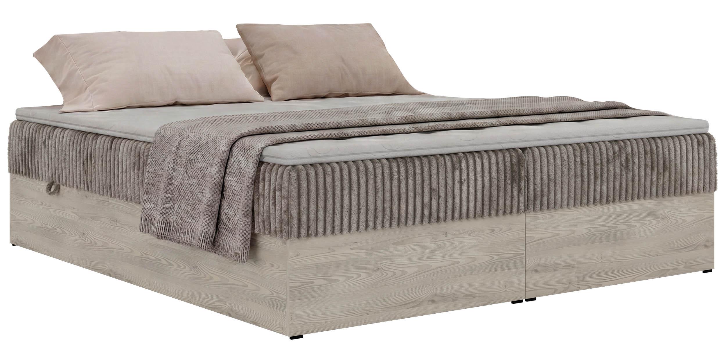 BOXBETT NORDIC ZERO 160/200 - Hellbraun Cord - Topper T25 - H4 - Hellbraun/Schwarz, Kunststoff/Textil (160/200cm) - MKS