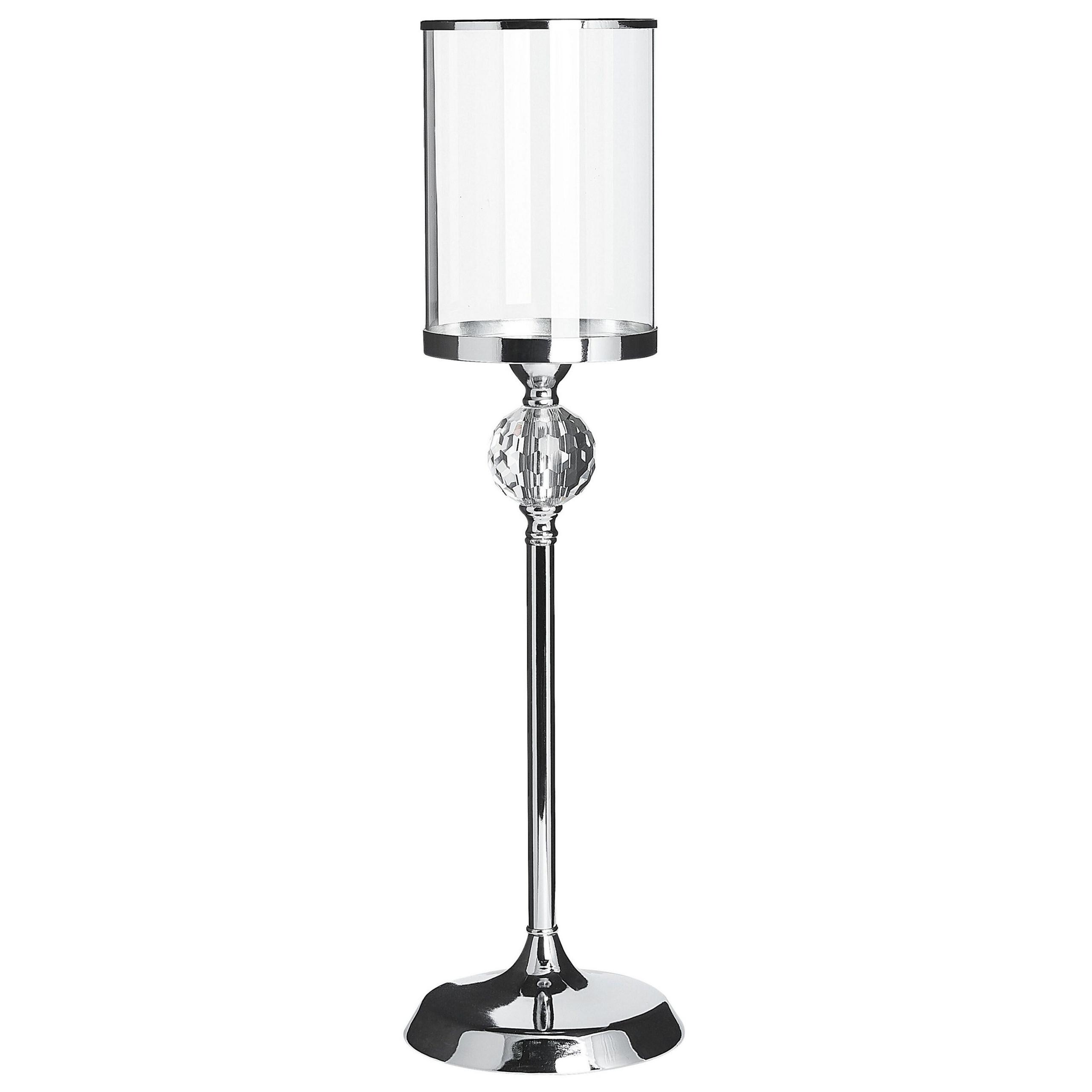 KERZENSTÄNDER Silber 58 cm Cotui - Silberfarben, Glas (16/58/16cm) - Beliani