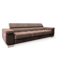 SCHLAFSOFA MOSINE Beige Velours-Stoff mit Schlaffunktion - Beige/Braun, Holz (276/98/87cm) - MASSENO