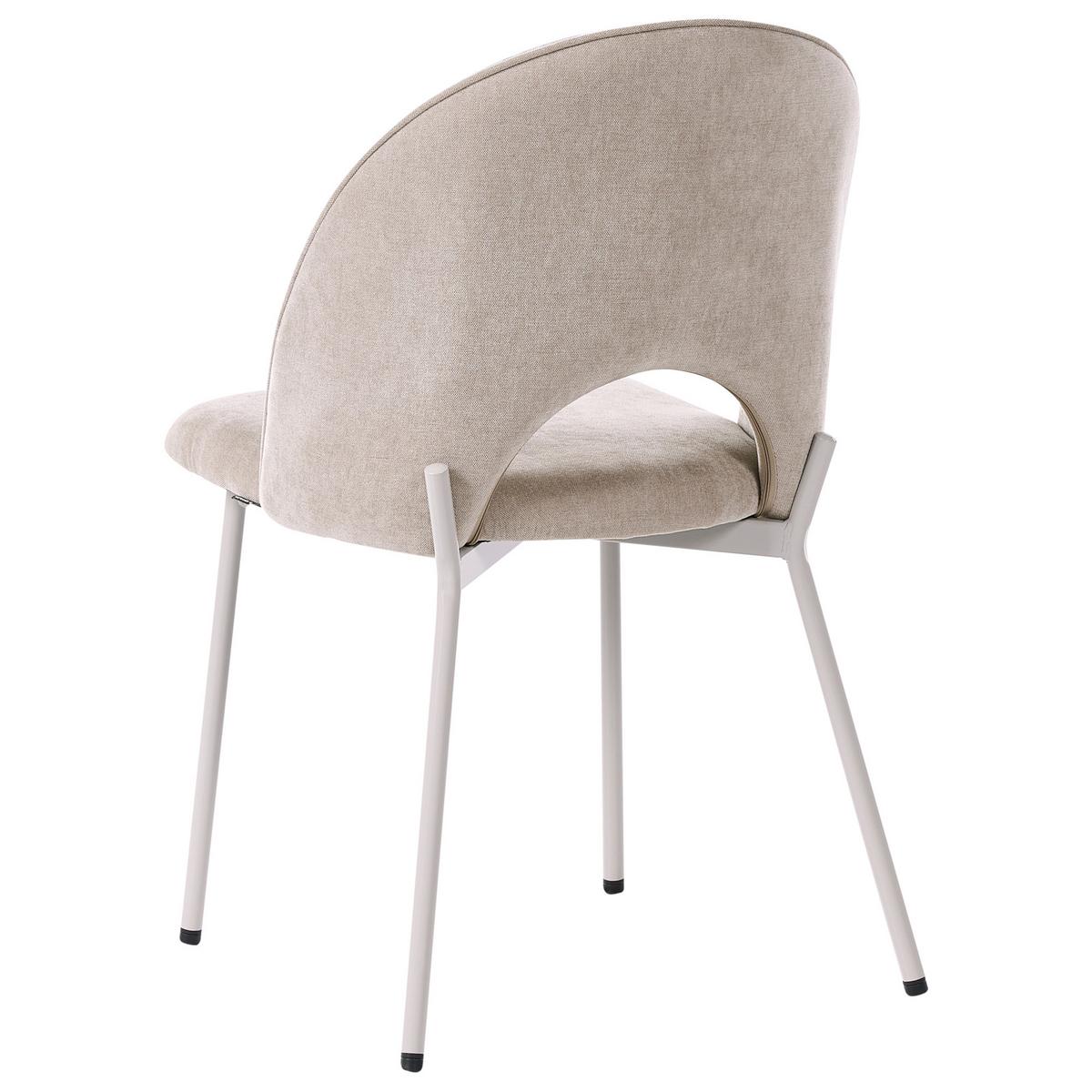 ESSZIMMERSTUHL 2er Set Chenillegewebe Beige Covelo - Beige, Textil/Metall (46/83/53cm) - Beliani
