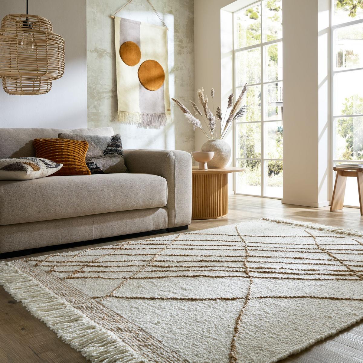 NATURTEPPICH handgewebt VYNE, abstrakt, Beige-Natur, 160 x 230 cm - Beige, Textil (230/160cm) - KADIMA DESIGN