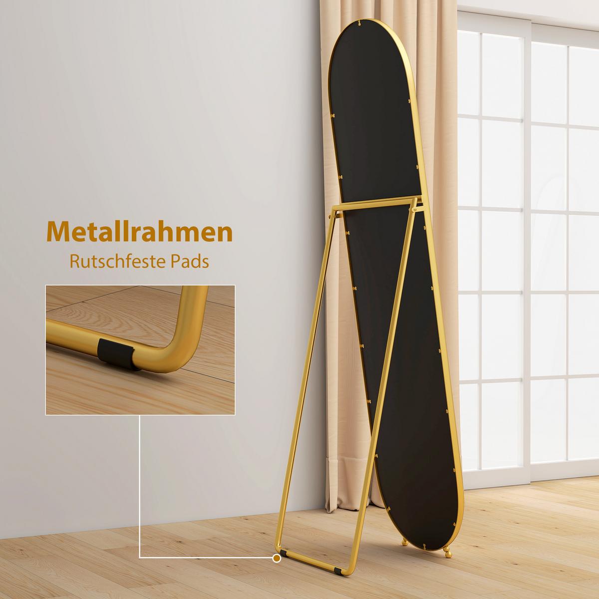 GANZKÖRPERSPIEGEL Metall Glas Gold - Goldfarben, Glas (4/180/50cm) - HOMCOM