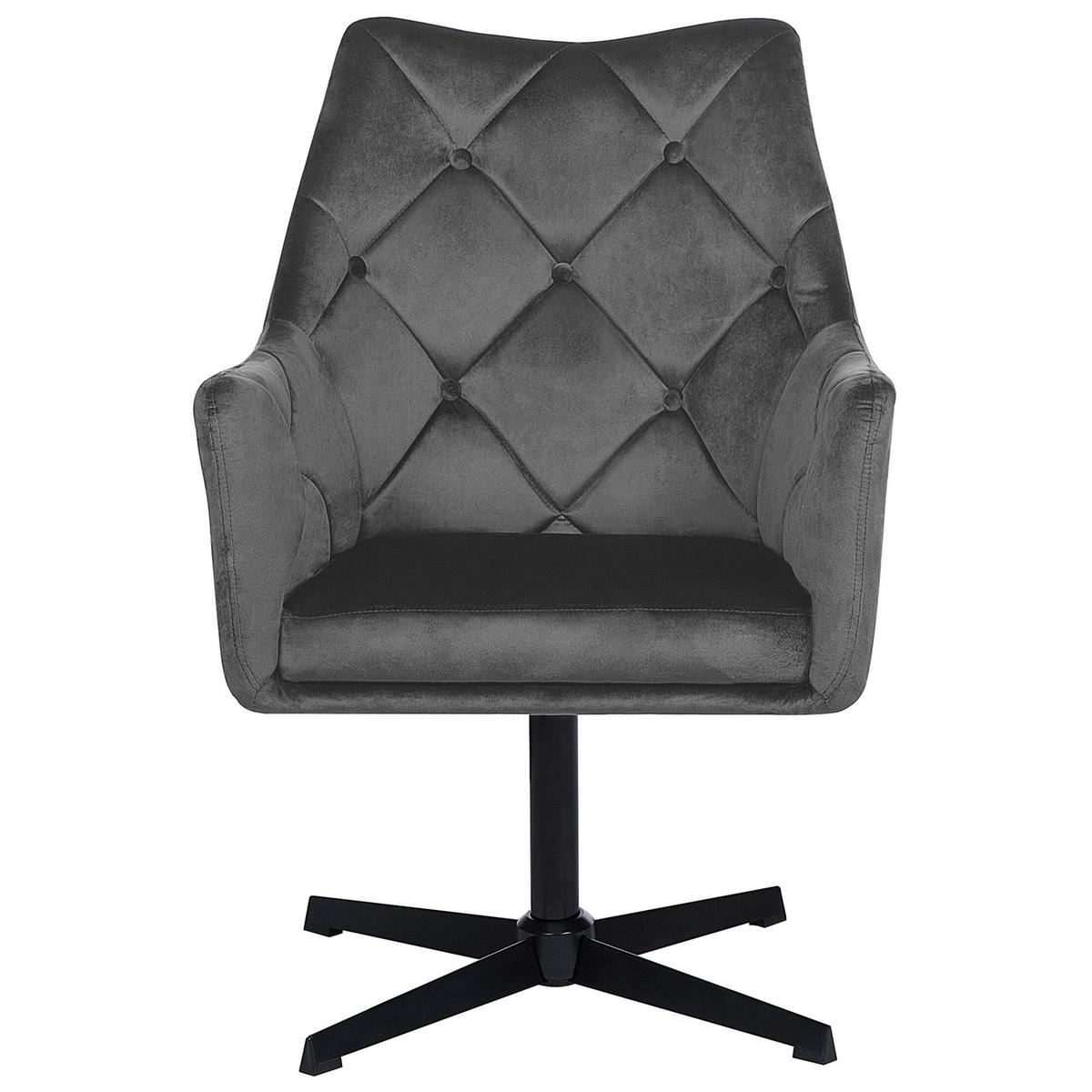 SESSEL Samtstoff Grau Vaksala - Grau, Textil/Metall (61/95/73cm) - Beliani