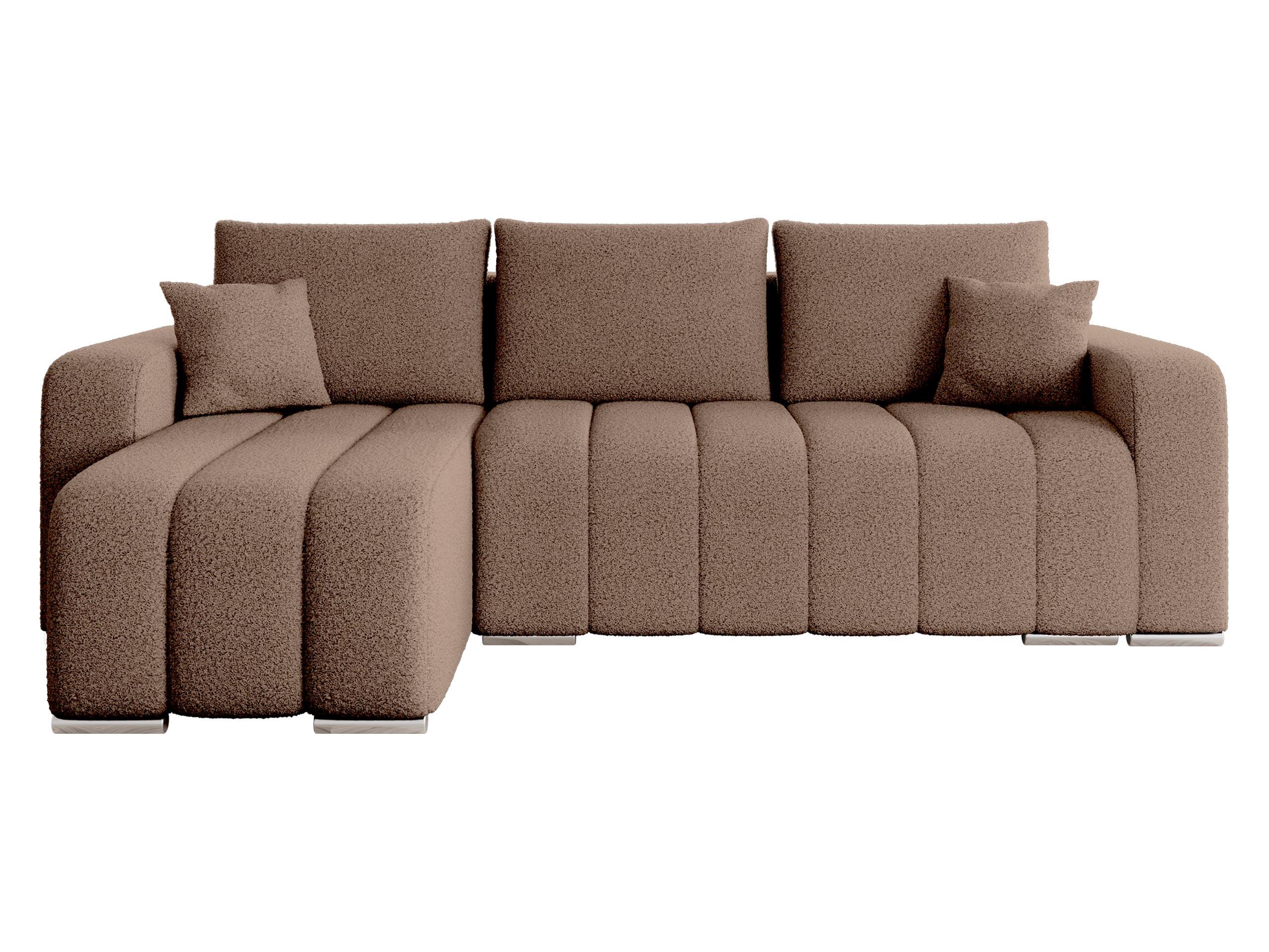 ECKSOFA Pufetto Boucle - Hellbraun/Silberfarben, Holz/Textil (244/147cm) - MIRJAN24